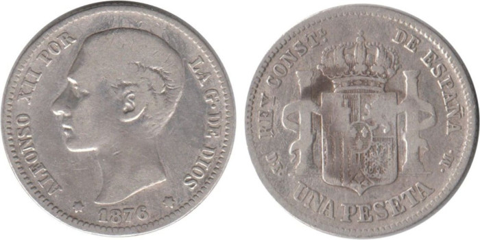 Cy16566C.-ALFONSO XII - 1 Peseta 1876 BC