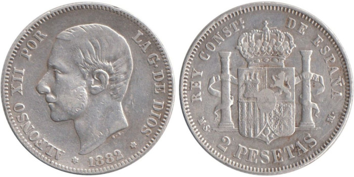 Cy16577E.-ALFONSO XII - 2 Pesetas1882 MBC