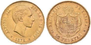 Cy16603.- ALFONSO XII -25 Pesetas oro 1878 (18-78) EMM, EBC