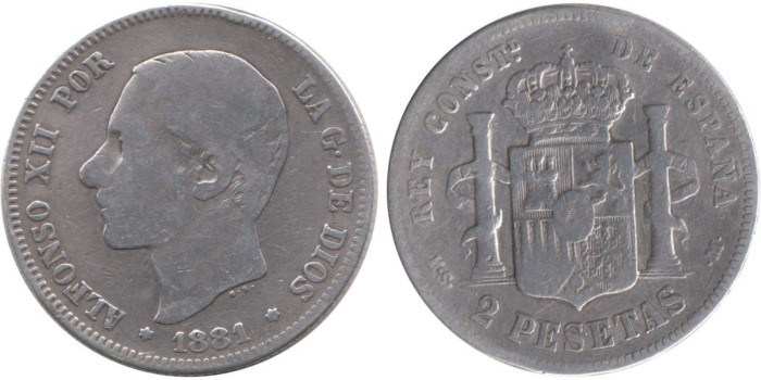 Cy16575B.-ALFONSO XII - 2 Pesetas 1881 RC