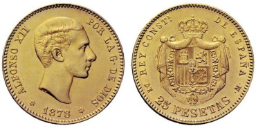 Cy16602.- ALFONSO XII - 25 Pesetas oro 1878 (18-78) DEM. EBC