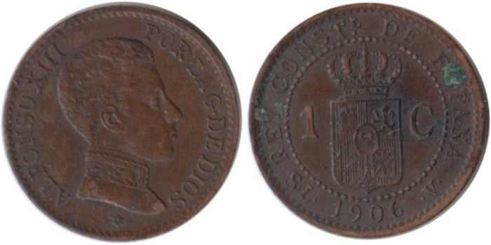 Cy16645H.-ALFONSO XIII - 1 Céntimo 1906 SLV EBC