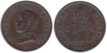 Cy16649H.-ALFONSO XIII - 1 Céntimo 1913 PCV, EBC