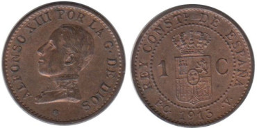 Cy16649K.-ALFONSO XIII - 1 Céntimo 1913 PCV, SC