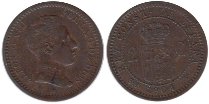 Cy16650E.-ALFONSO XIII - 2 Céntimos 1904 SMV, MBC