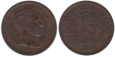 Cy16650E.-ALFONSO XIII - 2 Céntimos 1904 SMV, MBC