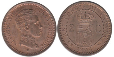 Cy16650K.-ALFONSO XIII - 2 Céntimos 1904 SMV, SC