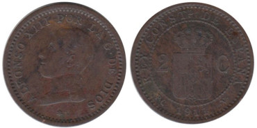 Cy16654E.-ALFONSO XIII - 2 Céntimos 1912 PCV, MBC