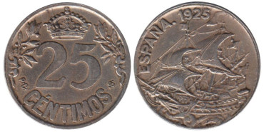 Cy16655H.-ALFONSO XIII - 25 Céntimos 1925 PCS, EBC
