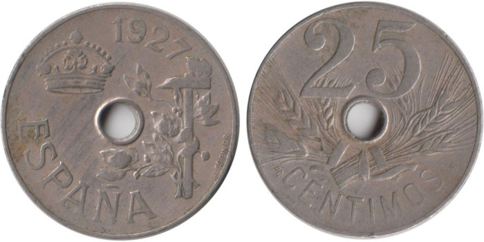 Cy16656E.-ALFONSO XIII - 25 Céntimos 1927 PCS, MBC