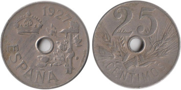 Cy16656E.-ALFONSO XIII - 25 Céntimos 1927 PCS, MBC