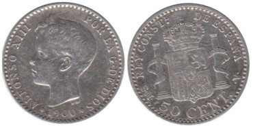 Cy16666E.-ALFONSO XIII - 50 Céntimos 1900 SMV, MBC