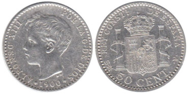 Cy16666H.-ALFONSO XIII - 50 Céntimos 1900 SMV, EBC