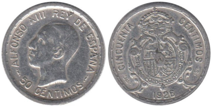 Cy16670E.-ALFONSO XIII -50 Céntimos 1926 PCS, MBC