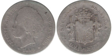 Cy16673B.-ALFONSO XIII - 1 Peseta 1893 PGL, RC