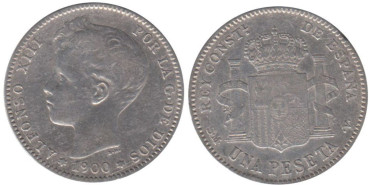 Cy16677F.-ALFONSO XIII - 1 Peseta 1900, SGV, MBC+