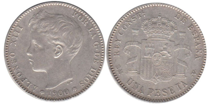 Cy16677H.-ALFONSO XIII - 1 Peseta 1900, SGV, EBC