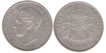Cy16677H.-ALFONSO XIII - 1 Peseta 1900, SGV, EBC