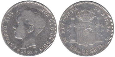 Cy16679C.-ALFONSO XIII - 1 Peseta 1901, SMV, BC
