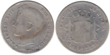 Cy16680B.-ALFONSO XIII - 1 Peseta 1902, SMV, BC-