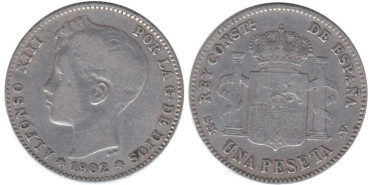 Cy16680C.-ALFONSO XIII - 1 Peseta 1902, SMV, BC