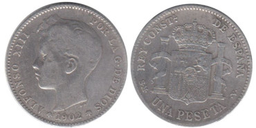 Cy16680D.-ALFONSO XIII - 1 Peseta 1902, SMV, MBC-