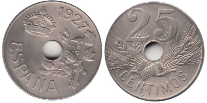 Cy16656H.-ALFONSO XIII - 25 Céntimos 1927 PCS, EBC
