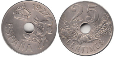 Cy16656H.-ALFONSO XIII - 25 Céntimos 1927 PCS, EBC