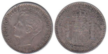 Cy16716F.-ALFONSO XIII - 10 Céntavos 1896 PGV. Puerto Rico, MBC+