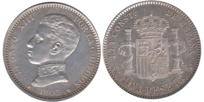 Cy16681I.-ALFONSO XIII - 1 Peseta 1903, SMV, EBC+