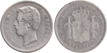 Cy16533C.-AMADEO I - 5 Pesetas 1871/74 BC