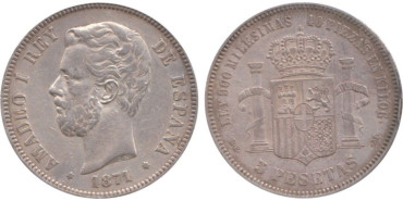 Cy16534F.-AMADEO I - 5 Pesetas 1871/75 MBC+