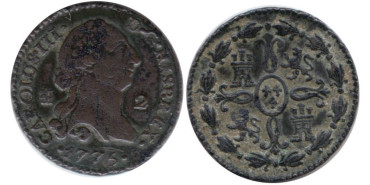 Cy10226.-CARLOS III - 2 Maravedís 1775 Segovia -MBC