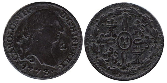 Cy10224.-CARLOS III - 2 Maravedís 1773 Segovia -MBC