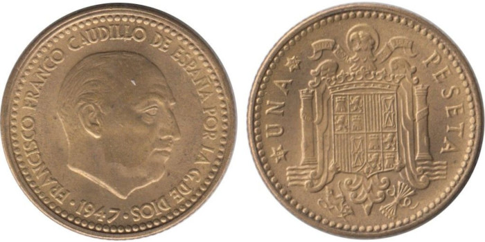 Cy16854K.- ESTADO ESPAÑOL 1 Peseta 1947/52 SC