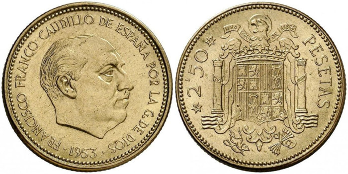 Cy16886M.- 2,50 Pts 1953/71 proof