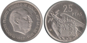 Cy16923M.- 25 Pts 1957/74 proof