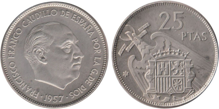 Cy16924M.- 25 Pts 1957/75 proof