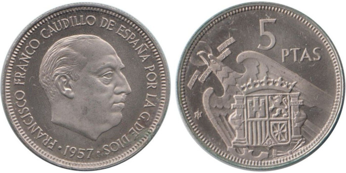 Cy16907M.- 5 Pts 1957/73 proof