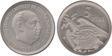 Cy16909M.- 5 Pts 1957/75 proof