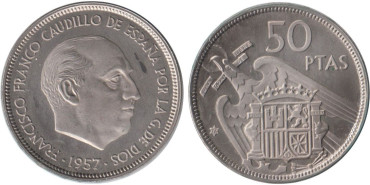 Cy16937M.- 50 Pts 1957/74 proof