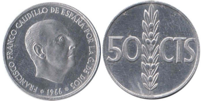 Cy16846M  50 Ctm 1966/74 proof