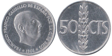 Cy16846M  50 Ctm 1966/74 proof