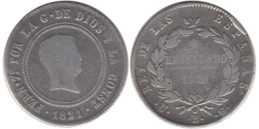 Cy14886.-FERNANDO VII -10 Reales 1821 Bilbao - RC