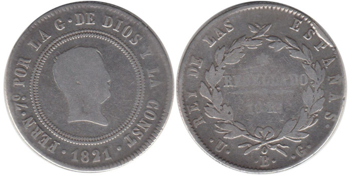 Cy14886.-FERNANDO VII -10 Reales 1821 Bilbao - BC