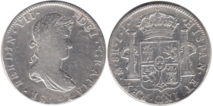 Cy15140.-FERNANDO VII -8 Reales 1819 Mexico JJ, BC , plata