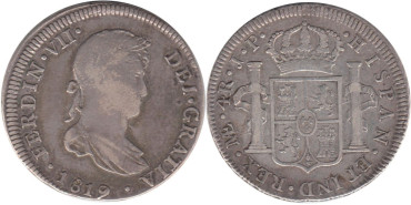 Cy14875.-FERNANDO VII -4 Reales 1819 Lima JP, BC+ plata
