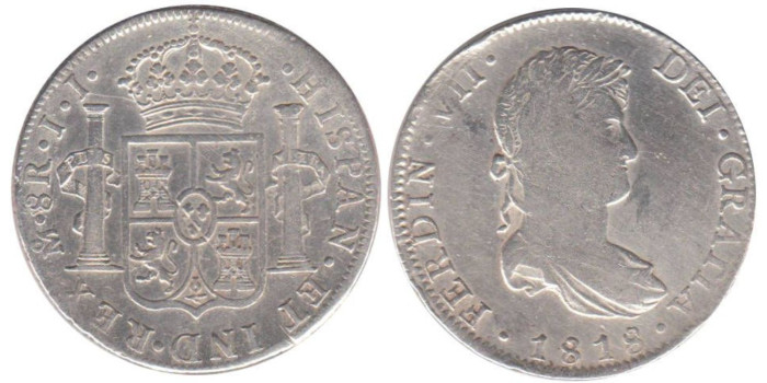 Cy15131.-FERNANDO VII -8 REALES 1818 MEXICO JJ, -BC