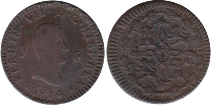 Cy14071.-FERNANDO VII - 8 Maravedís 1814 Jubia - BC