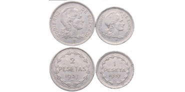 Cy16769I.-  Euzkadi 1 y 2 Pesetas 1937.  EBC